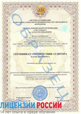 Образец сертификата соответствия аудитора №ST.RU.EXP.00006191-3 Шумиха Сертификат ISO 50001